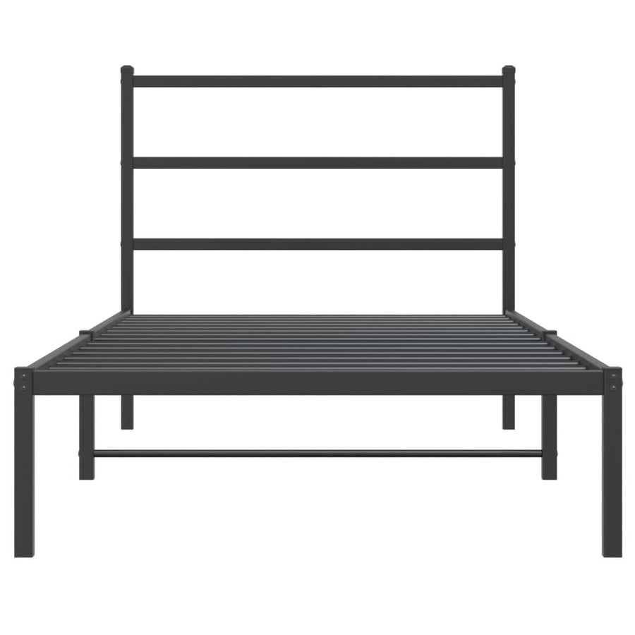 Bedframe met hoofdbord metaal zwart 107x203 cm
