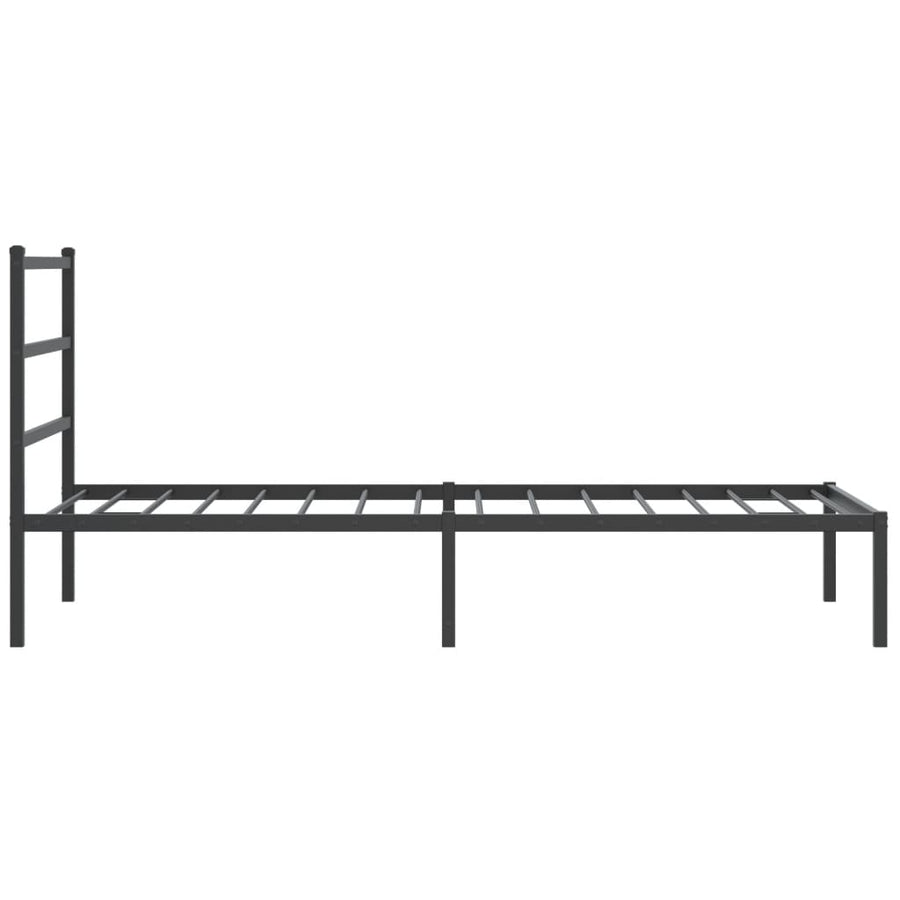 Bedframe met hoofdbord metaal zwart 107x203 cm