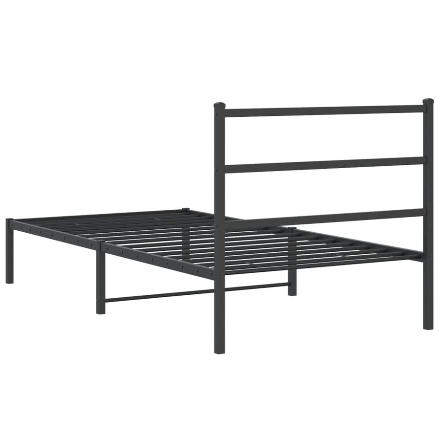 Bedframe met hoofdbord metaal zwart 107x203 cm
