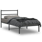 Black metal bed frame with headboard 107x203 cm