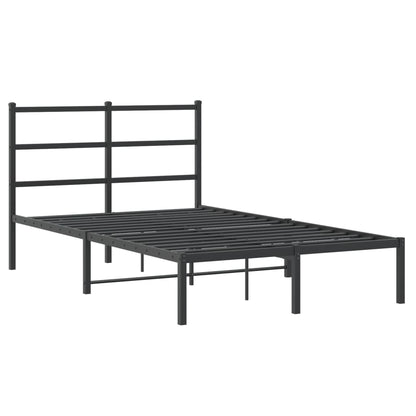 Bedframe Metaal 120 x 190 cm Zwart met hoofdbord