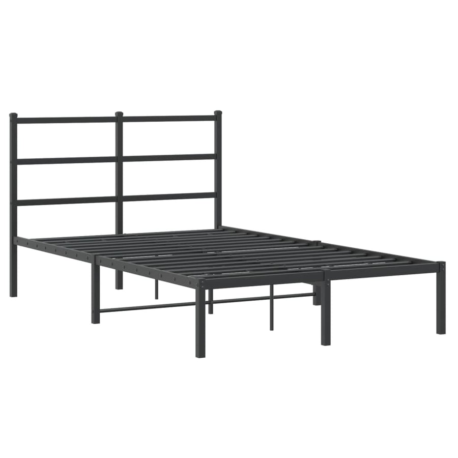 Bedframe Metaal 120 x 190 cm Zwart met hoofdbord
