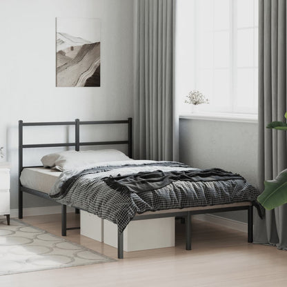 Bedframe Metaal 120 x 190 cm Zwart met hoofdbord