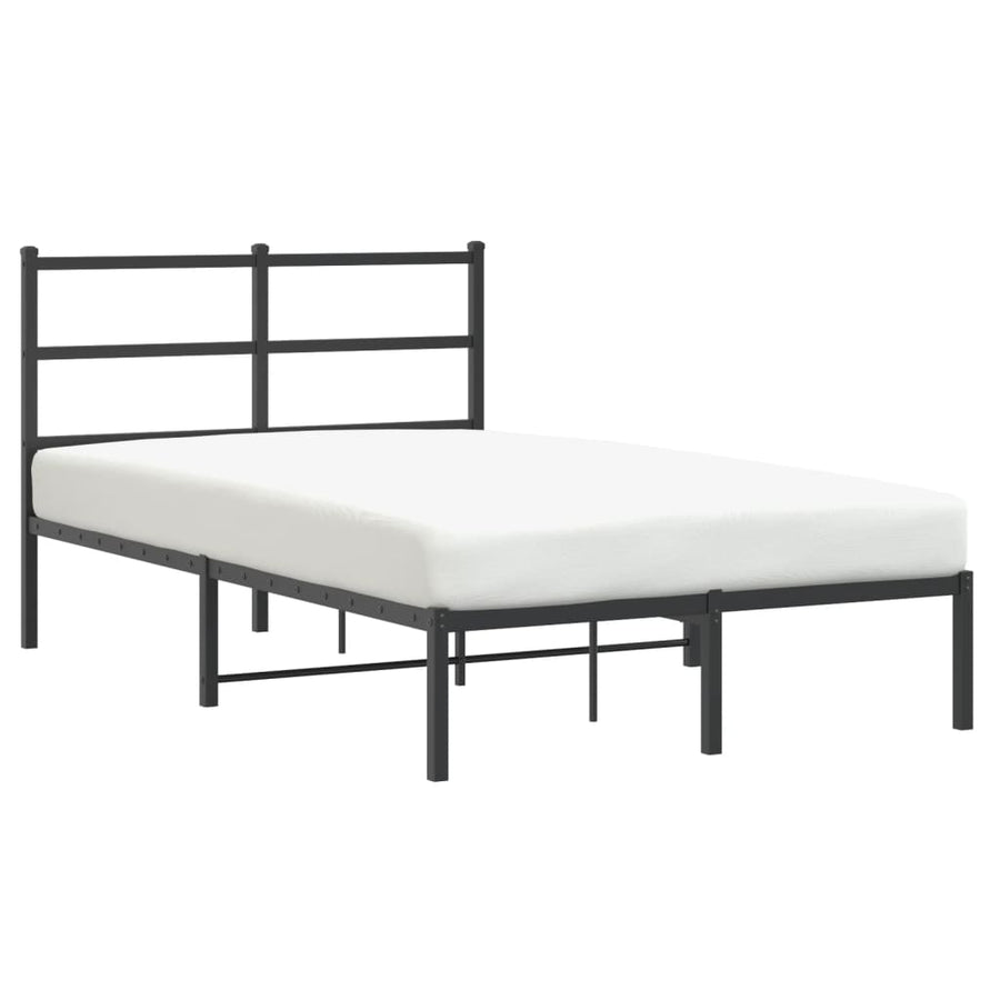 Bedframe Metaal 120 x 190 cm Zwart met hoofdbord