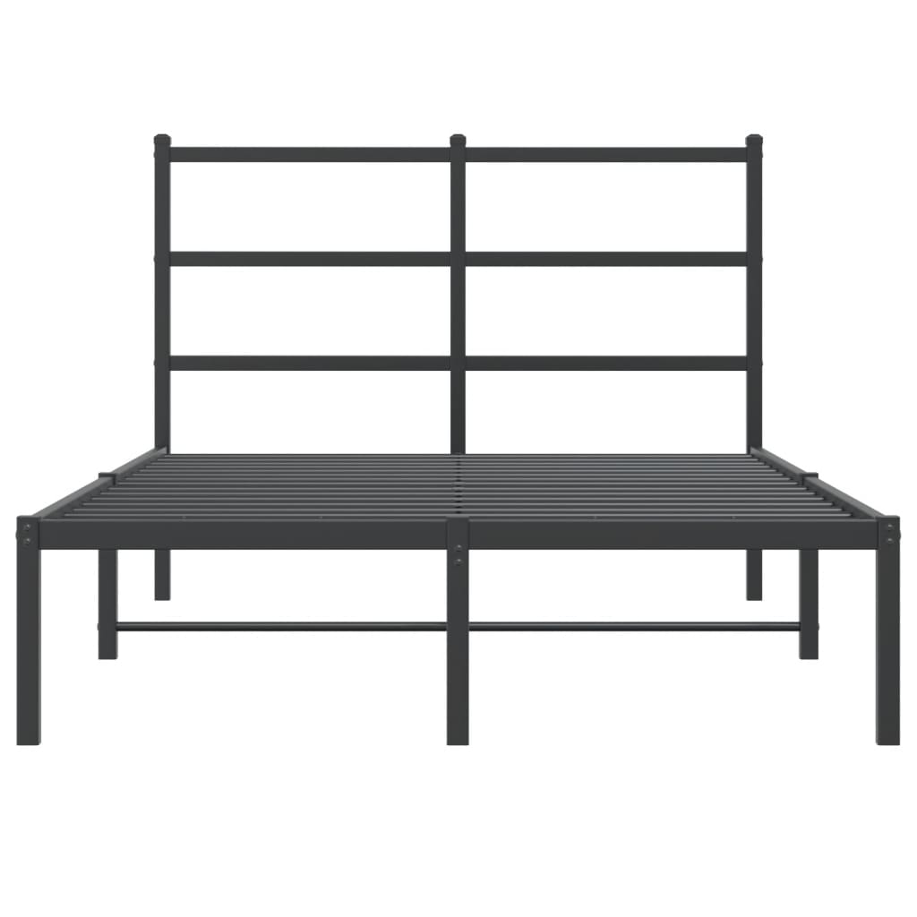 Bedframe Metaal 120 x 190 cm Zwart met hoofdbord