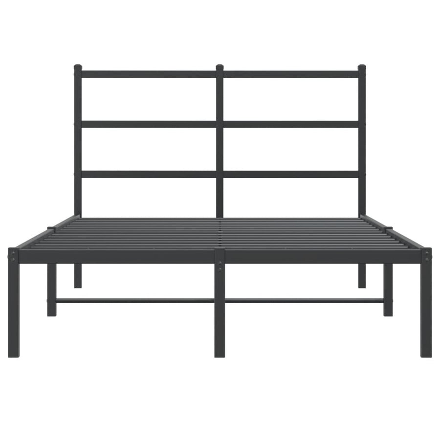 Bedframe Metaal 120 x 190 cm Zwart met hoofdbord