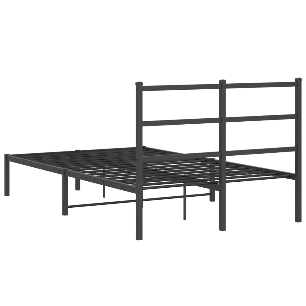 Bedframe Metaal 120 x 190 cm Zwart met hoofdbord