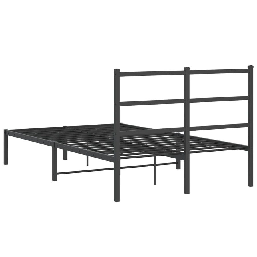 Bedframe Metaal 120 x 190 cm Zwart met hoofdbord