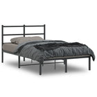 Metal bed frame with headboard black 120x190 cm