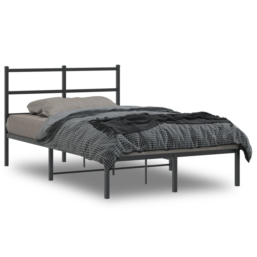 Bedframe Metaal 120 x 190 cm Zwart met hoofdbord