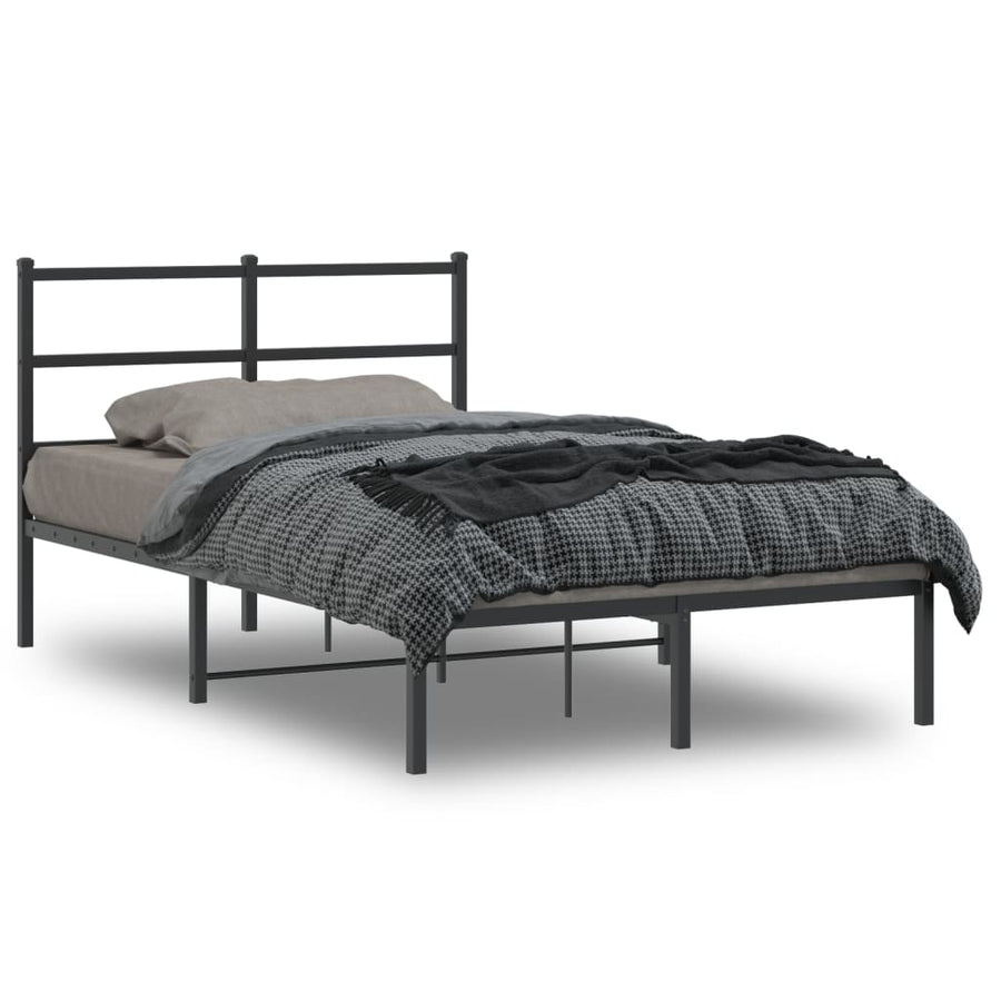 Bedframe Metaal 120 x 190 cm Zwart met hoofdbord