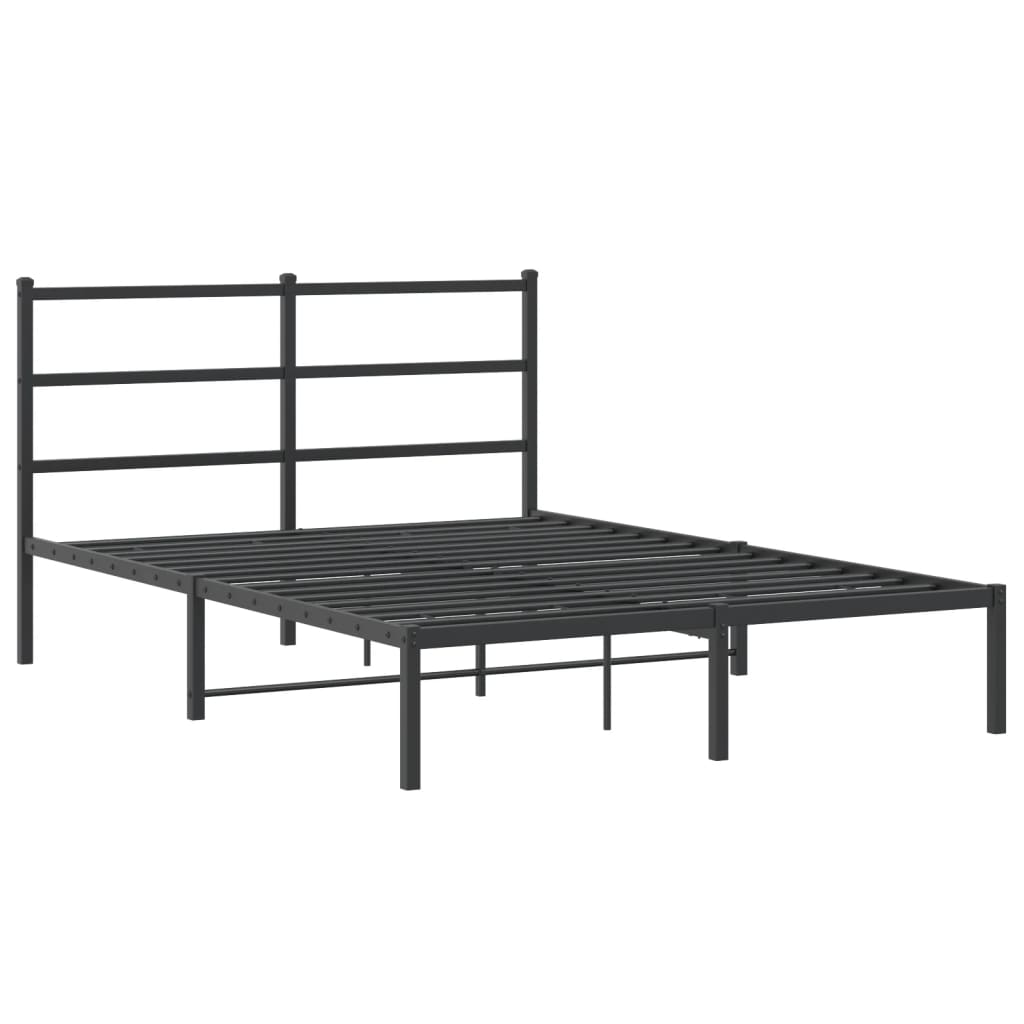 Bedframe Metaal 135 x 190 cm Zwart met hoofdbord