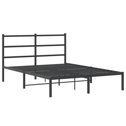 Bedframe Metaal 135 x 190 cm Zwart met hoofdbord