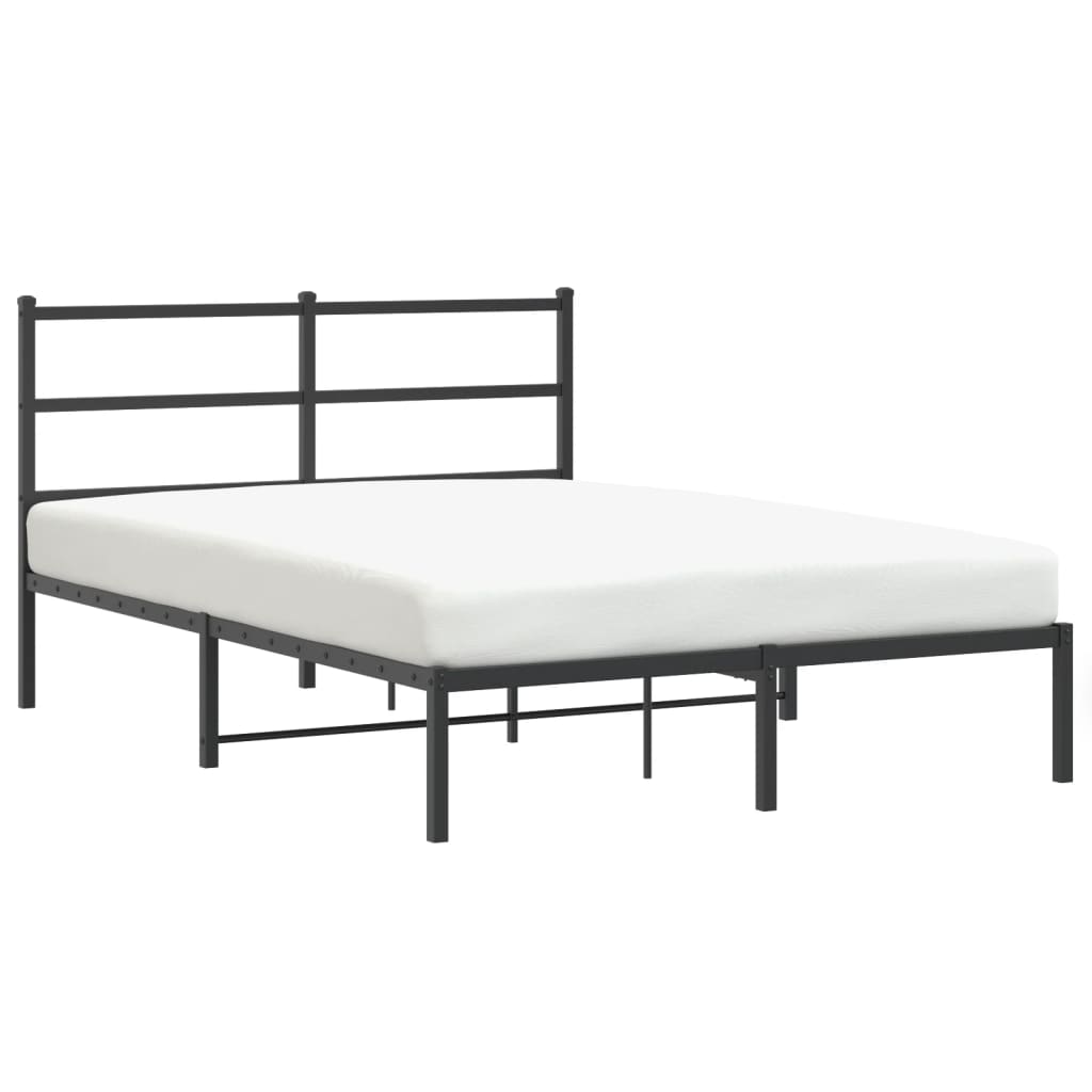 Bedframe Metaal 135 x 190 cm Zwart met hoofdbord
