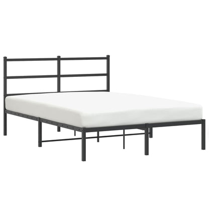 Bedframe Metaal 135 x 190 cm Zwart met hoofdbord