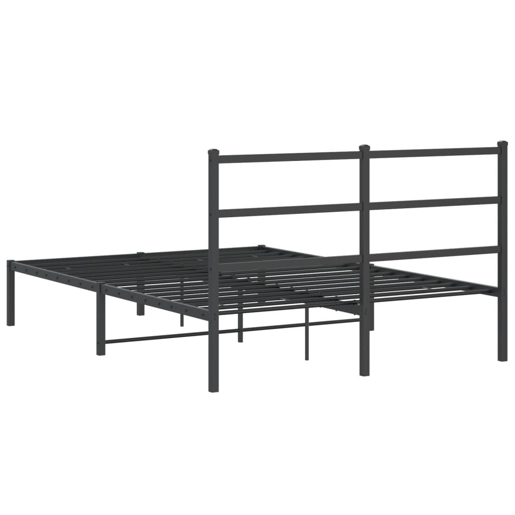 Bedframe Metaal 135 x 190 cm Zwart met hoofdbord