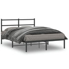 Black metal bed frame with headboard 135x190 cm