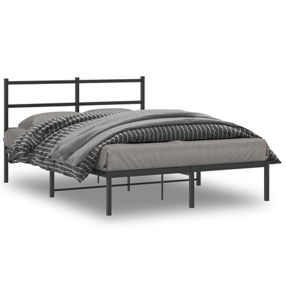 Bedframe Metaal 135 x 190 cm Zwart met hoofdbord