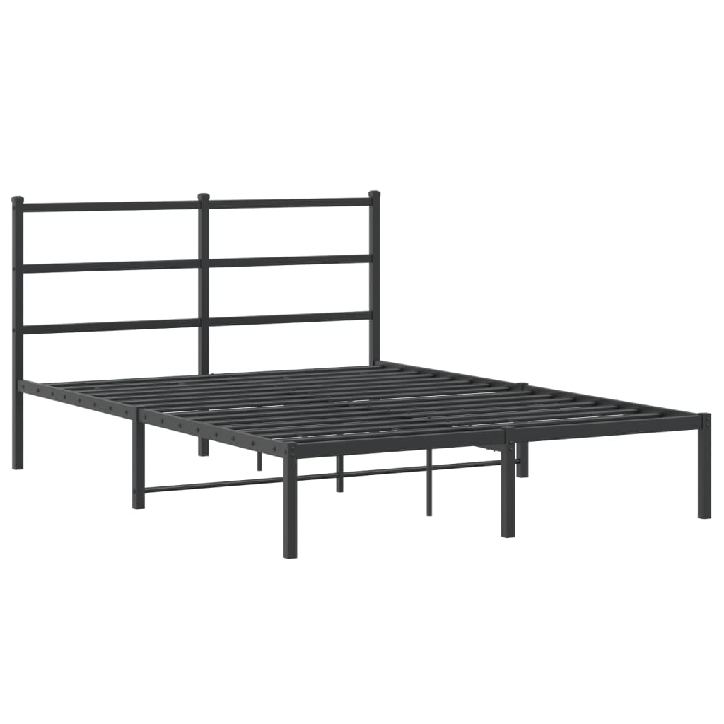 Bedframe Metaal 140 x 190 cm Zwart met hoofdbord