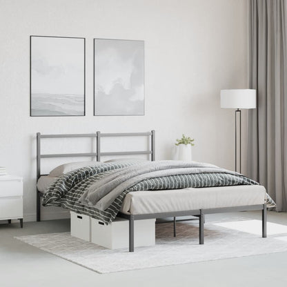 Bedframe Metaal 140 x 190 cm Zwart met hoofdbord
