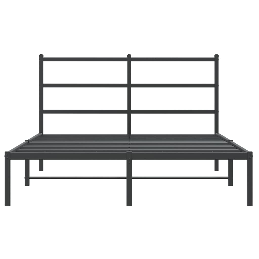 Bedframe Metaal 140 x 190 cm Zwart met hoofdbord