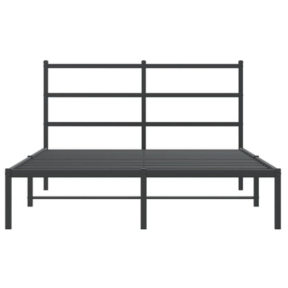 Bedframe Metaal 140 x 190 cm Zwart met hoofdbord