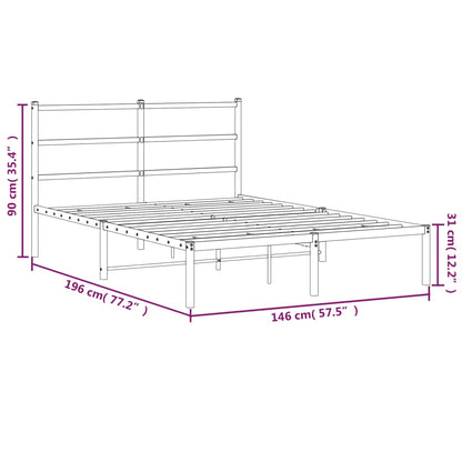Bedframe Metaal 140 x 190 cm Zwart met hoofdbord