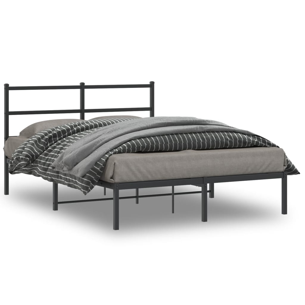 Bedframe Metaal 140 x 190 cm Zwart met hoofdbord