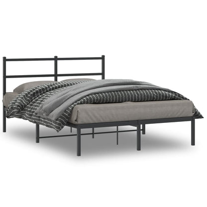 Bedframe Metaal 140 x 190 cm Zwart met hoofdbord