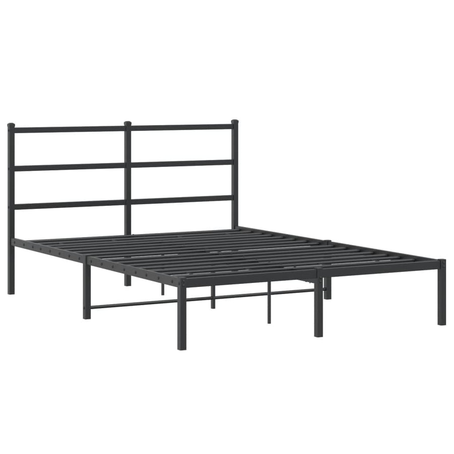 Bedframe Metaal 140 x 200 cm Zwart met hoofdbord