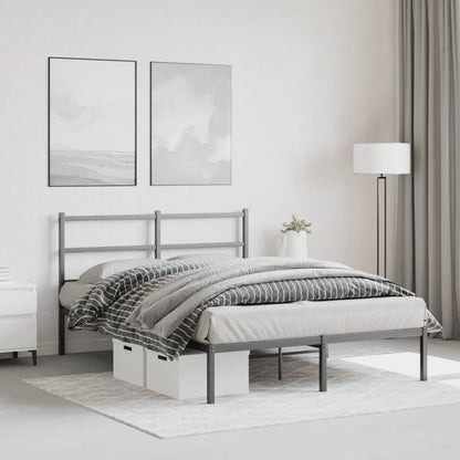 Bedframe Metaal 140 x 200 cm Zwart met hoofdbord