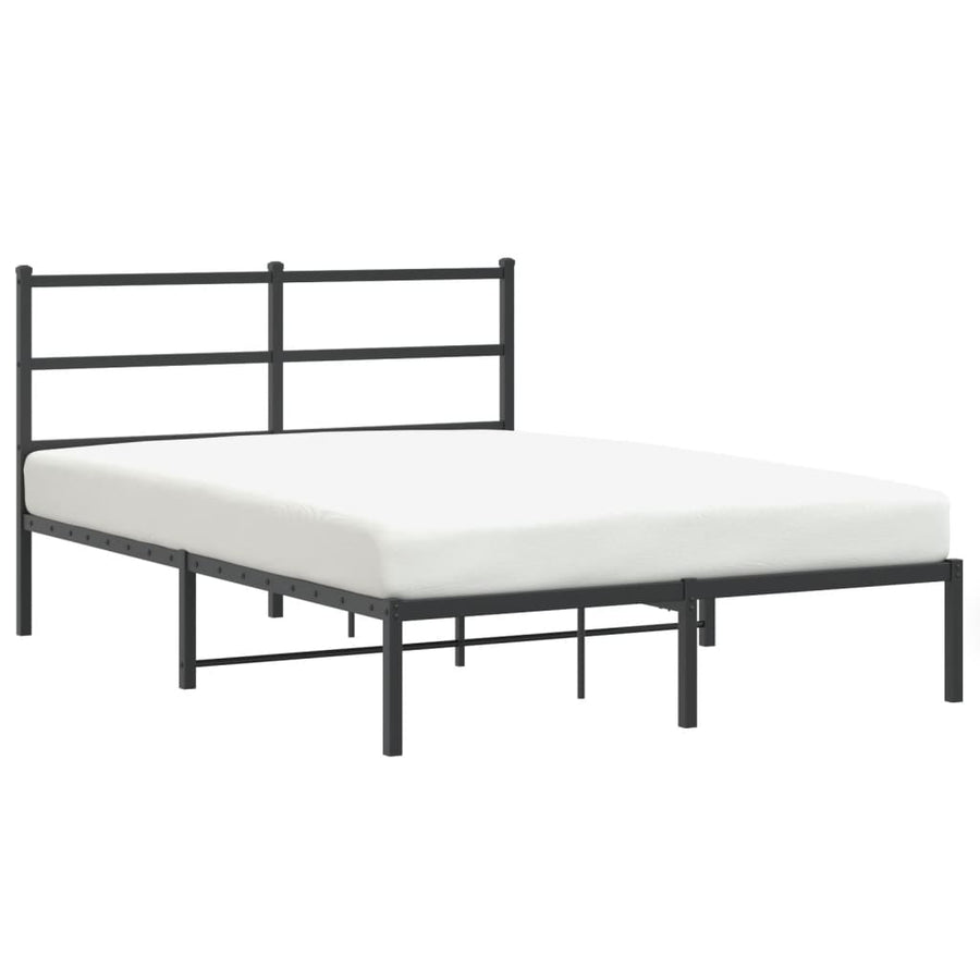 Bedframe Metaal 140 x 200 cm Zwart met hoofdbord