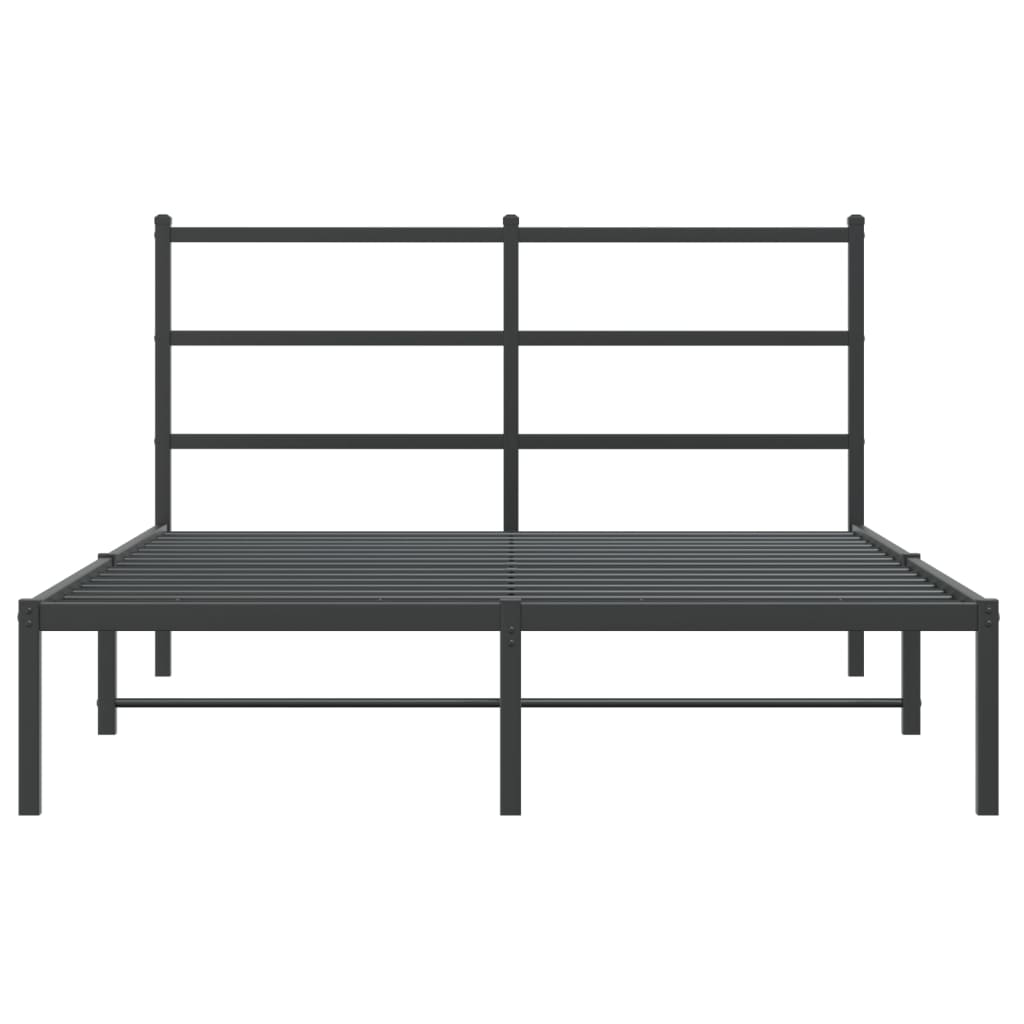 Bedframe Metaal 140 x 200 cm Zwart met hoofdbord