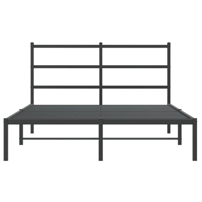 Bedframe Metaal 140 x 200 cm Zwart met hoofdbord