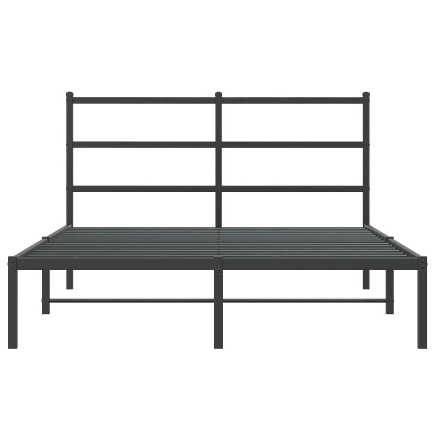Bedframe Metaal 140 x 200 cm Zwart met hoofdbord