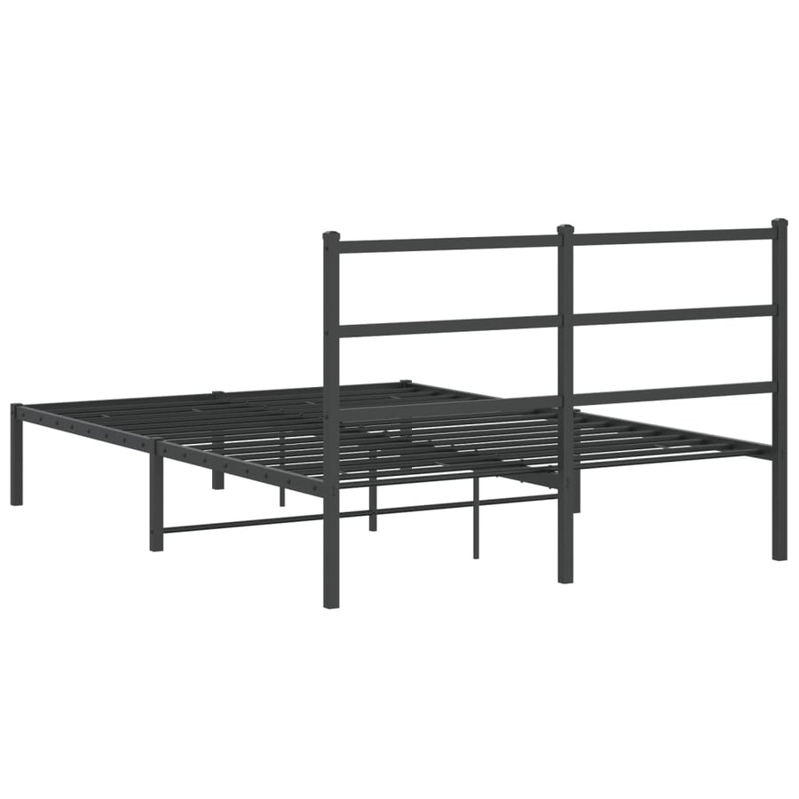Bedframe Metaal 140 x 200 cm Zwart met hoofdbord