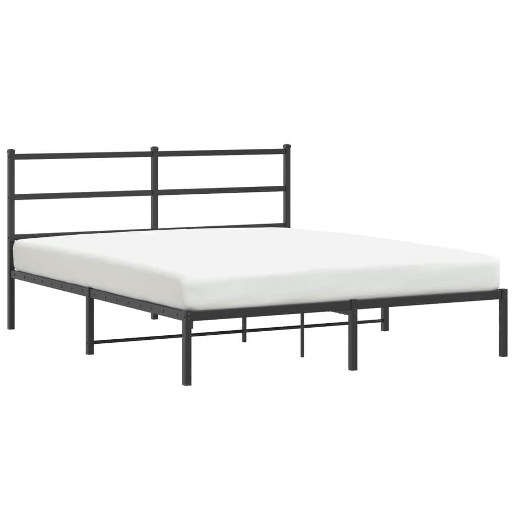 Bedframe Met Hoofdbord Metaal Zwart 160X200 Cm