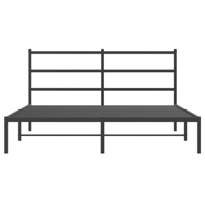 Bedframe Met Hoofdbord Metaal Zwart 160X200 Cm