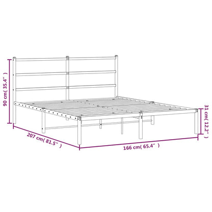 Bedframe Met Hoofdbord Metaal Zwart 160X200 Cm
