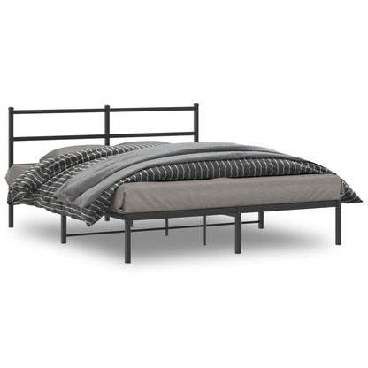 Bedframe Met Hoofdbord Metaal Zwart 160X200 Cm