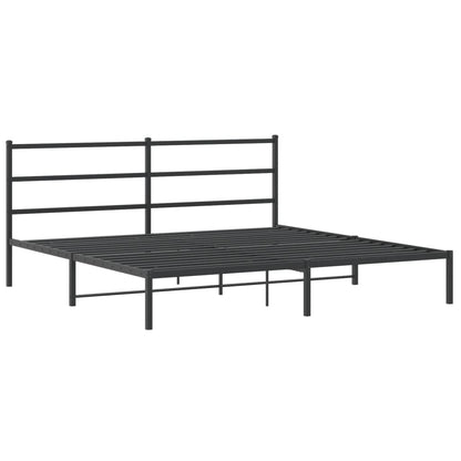 Bedframe Metaal 180 x 200 cm Zwart met hoofdbord
