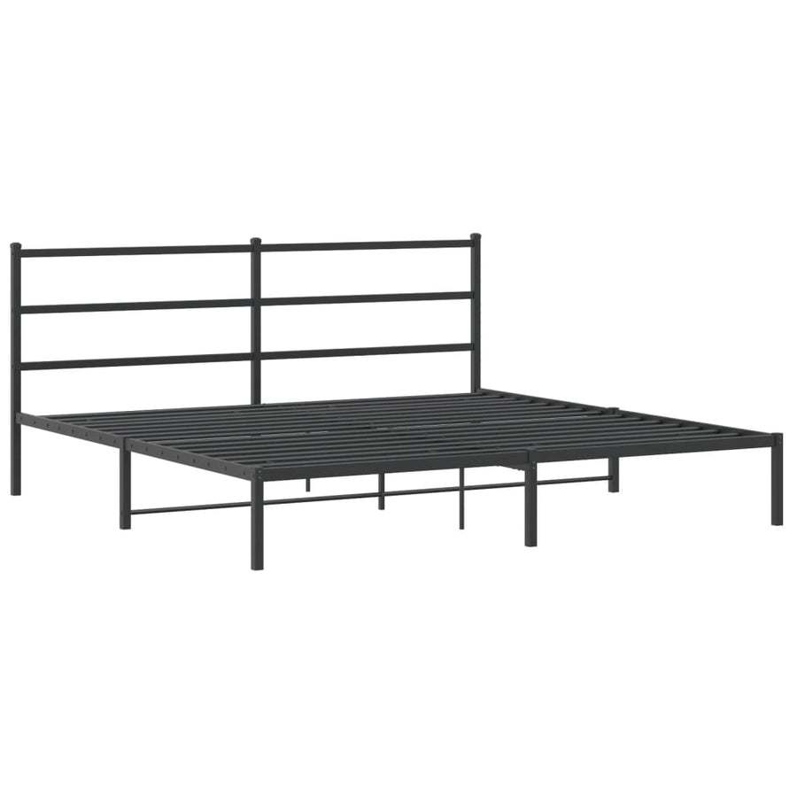 Bedframe Metaal 180 x 200 cm Zwart met hoofdbord