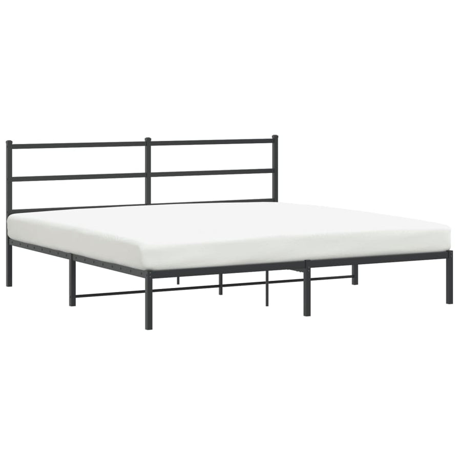 Bedframe Metaal 180 x 200 cm Zwart met hoofdbord