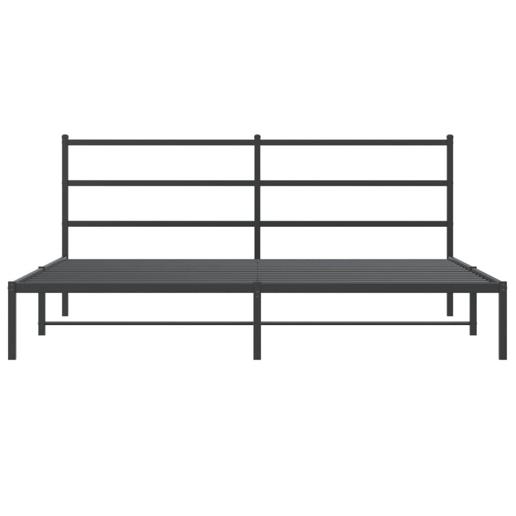 Bedframe Metaal 180 x 200 cm Zwart met hoofdbord