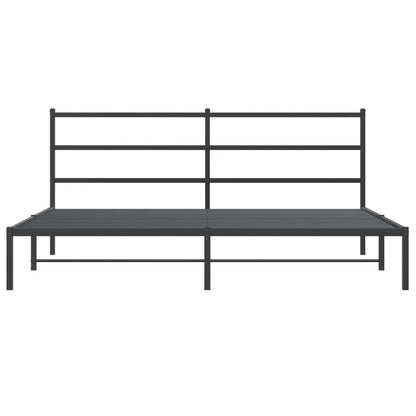 Bedframe Metaal 180 x 200 cm Zwart met hoofdbord