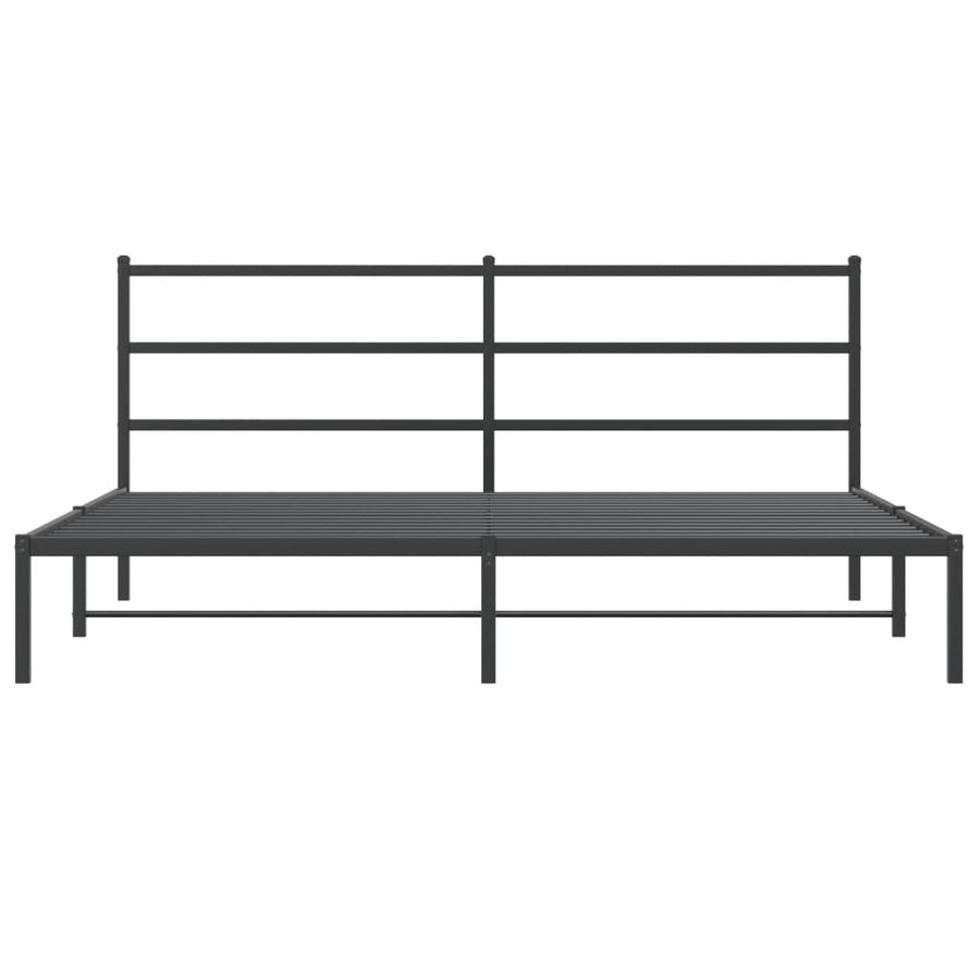 Bedframe Metaal 180 x 200 cm Zwart met hoofdbord
