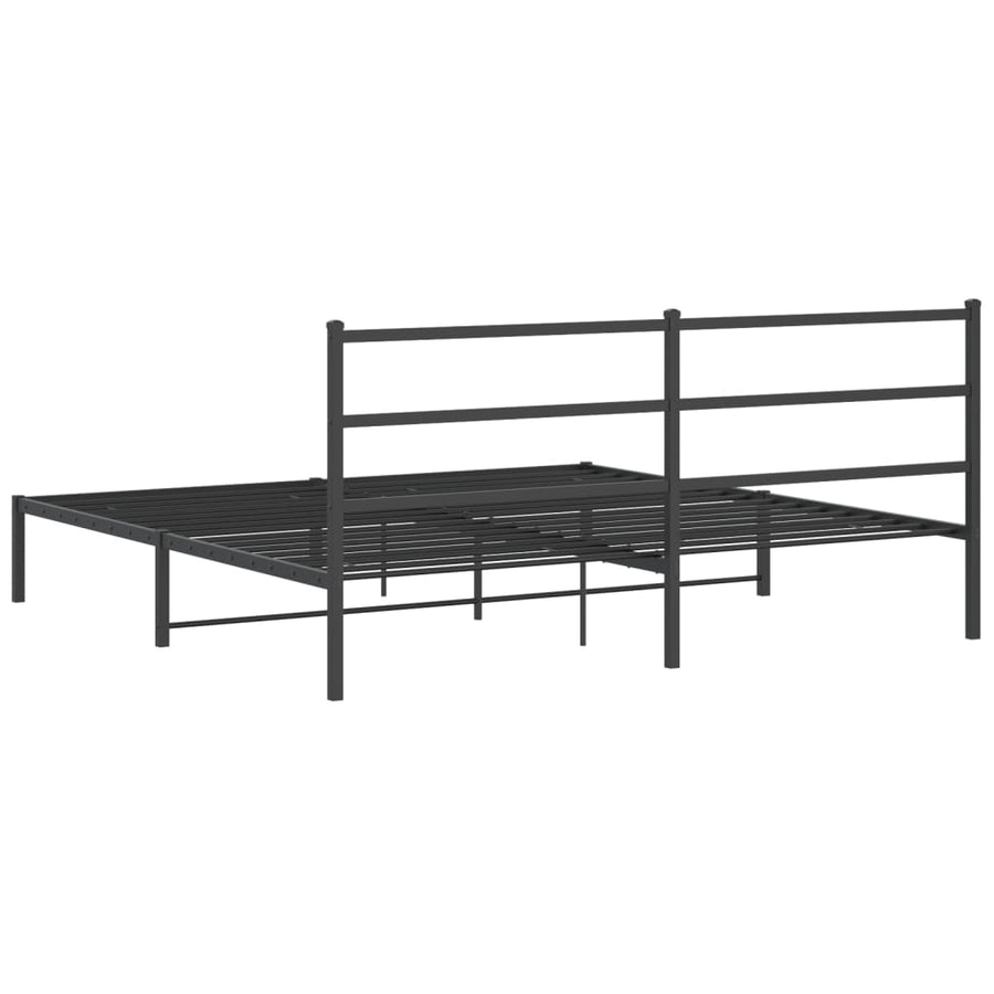 Bedframe Metaal 180 x 200 cm Zwart met hoofdbord
