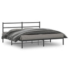 Bed frame with headboard metal black 180x200 cm