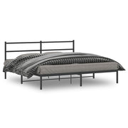 Bedframe 180x200 cm metaal zwart met hoofdbord