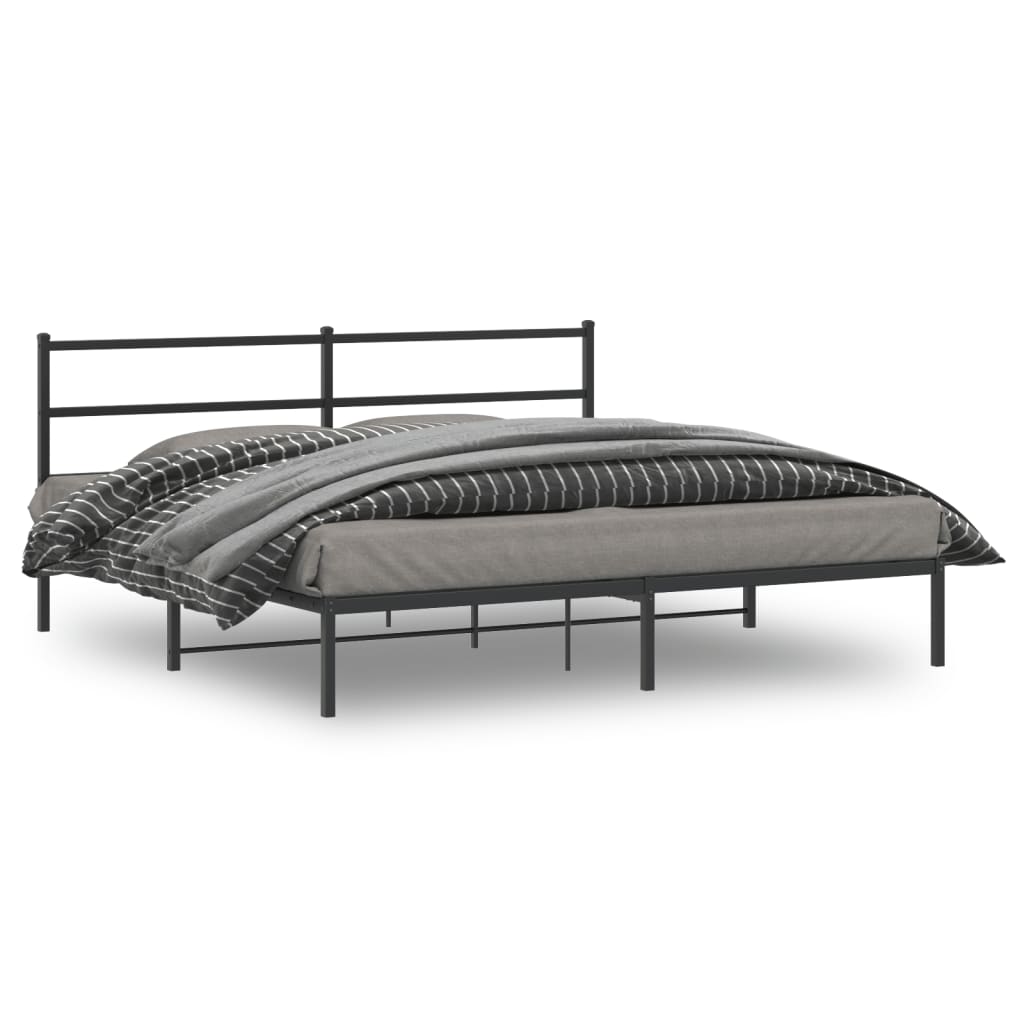 Bedframe Metaal 180 x 200 cm Zwart met hoofdbord